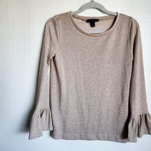 J.Crew Sparkle Taupe Top | Soft Glam x Minimalist Renaissance | Size XXS